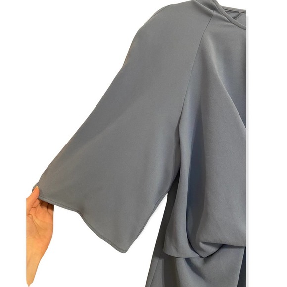 NWT TopShop Blue Flared Sleeve Faux Knot Mini Dress Size 10 - Picture 4 of 8